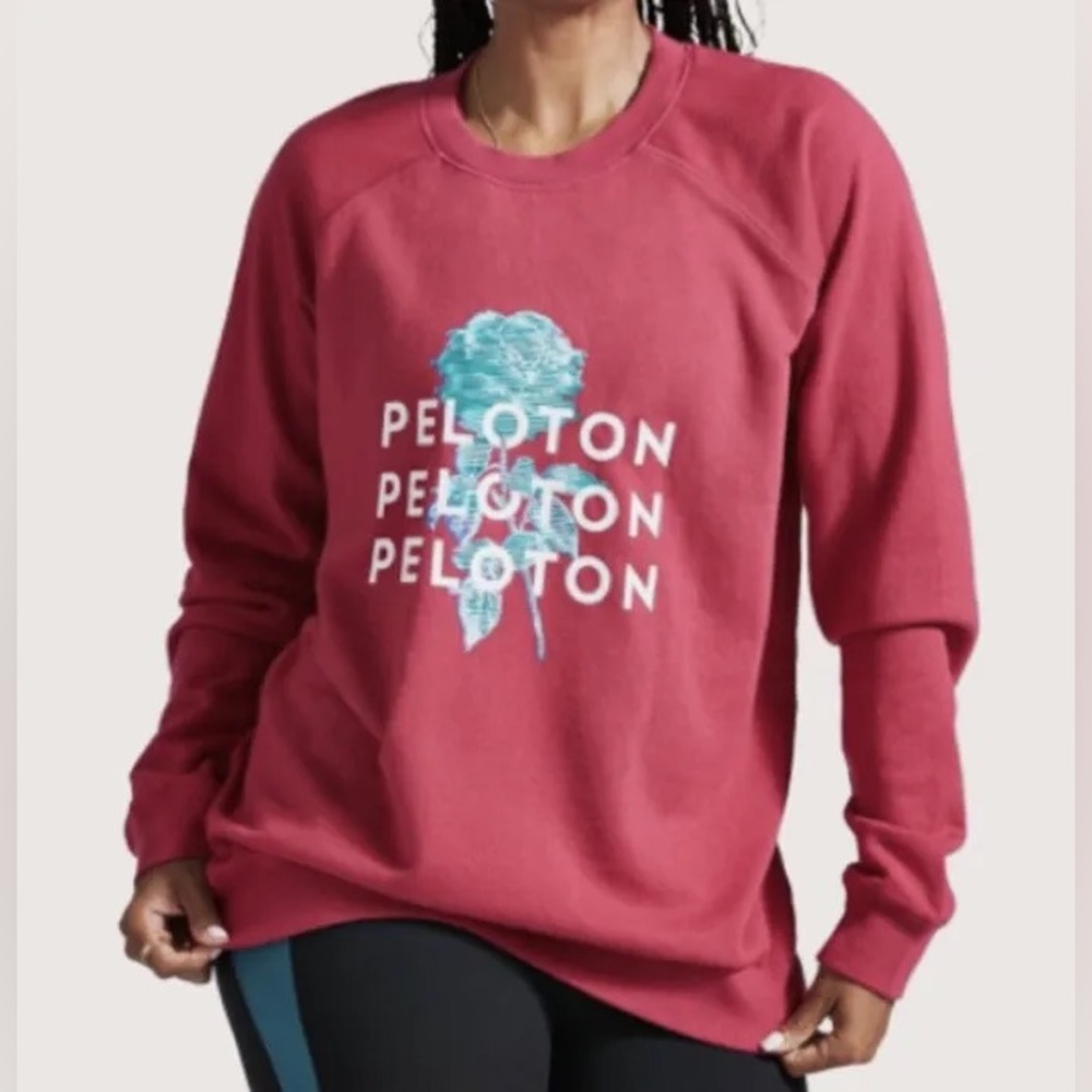 Women’s Peloton Everyday Oversized Crew Neck Sweatshirt Pink NWT